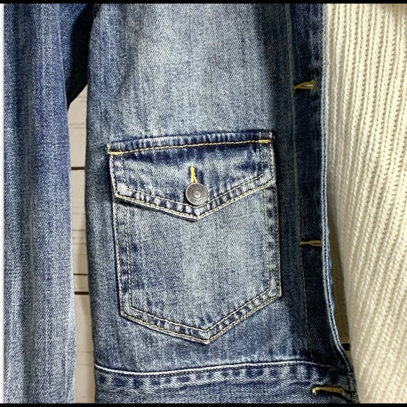 ABERCROMBIE Jean Jacket Ivory Scarf Attached S NWT - Picture 4 of 7